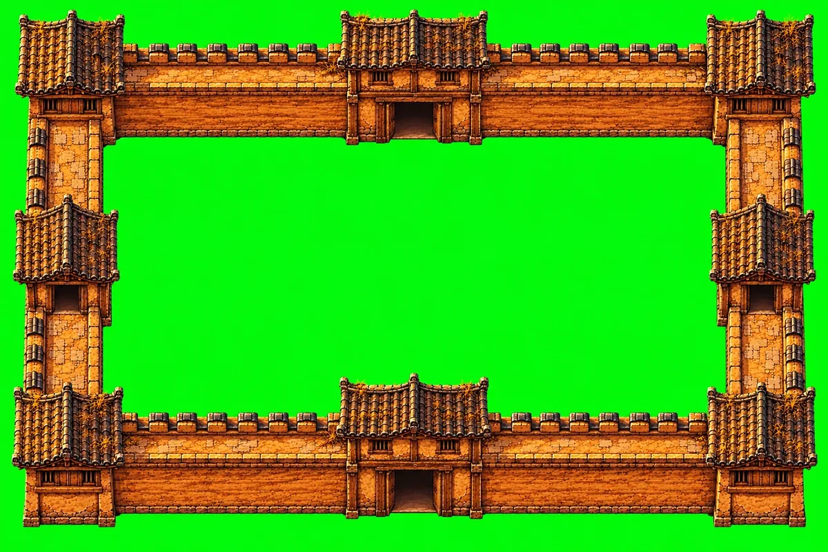 城牆連四個角樓、四座城門的一整圈